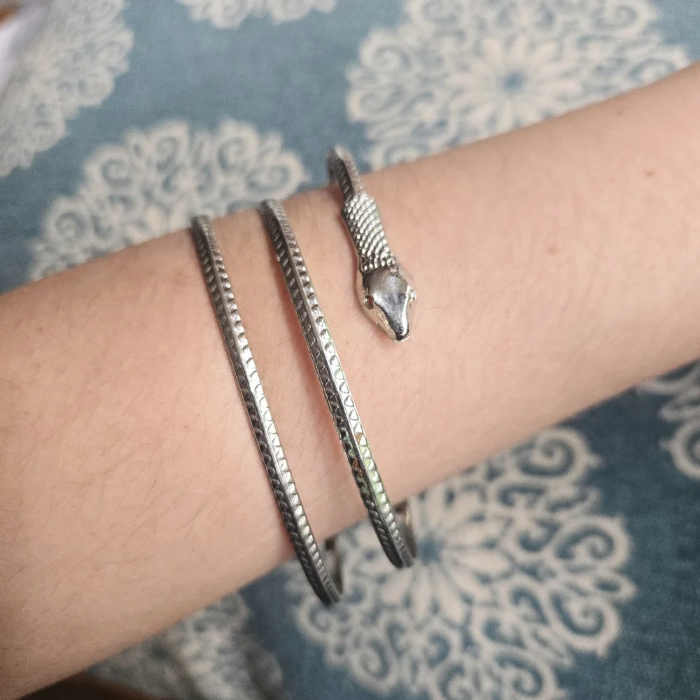 Silver Snake Cuff Bracelet
